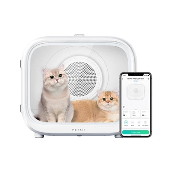 Автоматическая кабина для сушки домашних животных Коробка для сушки кошек Интеллектуальный контроль температуры с помощью приложения и сушка на 360 градусов
