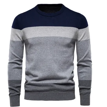 Модный Свитер 2023, мужской пуловер, хлопковые свитера в полоску, осенне-зимний тренд, джерси, мужские свитера, базовые джемперы для мальчиков