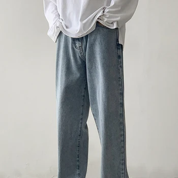 Мужские летние новые светлые облегающие прямые джинсовые брюки с широкими штанинами для папы, свободные джинсы в гонконгском стиле