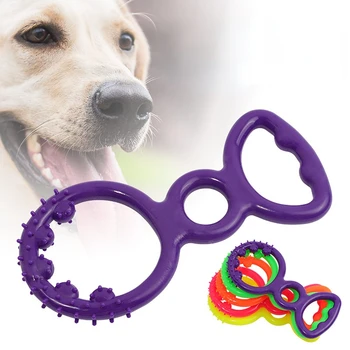 Резиновая игрушка для домашних животных, устойчивая к укусам собачья кость, Резиновая игрушка для домашних животных, Очищающее кольцо для обучения жеванию, Интерактивная игрушка для жевания