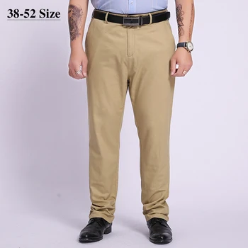 Осенние деловые повседневные мужские брюки из 100% хлопка Хорошего качества, классические прямые брендовые мужские брюки большого размера 46 48 50 52