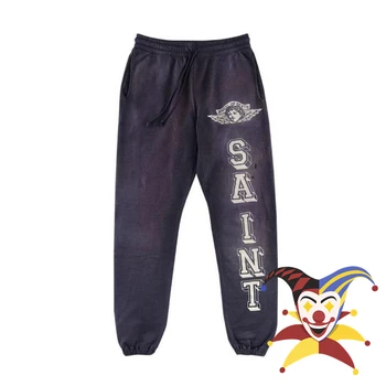 Выстиранные фиолетовые спортивные штаны Saint Michael ANGEL для мужчин и женщин, брюки для бега трусцой Oversize Destroy