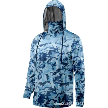 Пуловер, рубашка для рыбалки, Летний топ с длинными рукавами, Быстросохнущая Дышащая маска с капюшоном, Одежда для рыбалки, толстовка для рыбалки с защитой от ультрафиолета