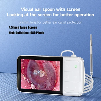 3,9 мм Цифровой отоскоп Эндоскоп с 4,5-дюймовым ЖК-экраном 1080P HD, Ушной Прицел, Ушная сера, Камера для очистки Отоскопии, Ушной Эндоскоп, Камера для очистки ушей