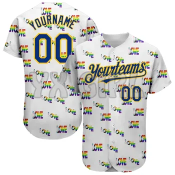 Изготовленная на заказ радуга Для Pride Month Love Is Love ЛГБТ 3D Аутентичная бейсбольная майка Мужская Женская рубашка Повседневные рубашки Спортивные топы Унисекс