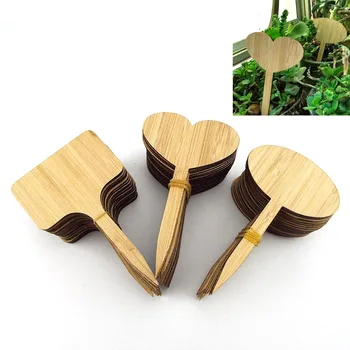 Этикетки для бамбуковых растений Т-образного типа 10 * 6 см, экологически чистые деревянные бирки для цветов и овощей, Садовые маркеры, инструменты для горшков, Комнатные травы и цветы
