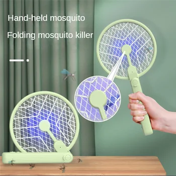 Бытовая складная Электрическая мухобойка для уничтожения комаров, мухобойка для уничтожения комаров, USB-интерфейс для зарядки, Бытовая Электрическая Москитная сетка 2 В 1