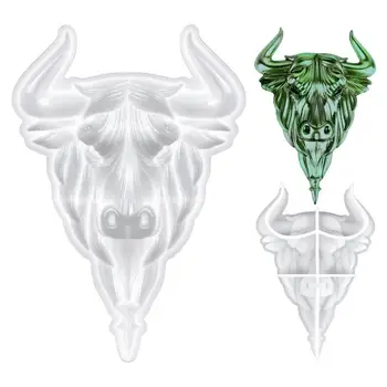 Силиконовая форма для настенного кулона с головой Быка, формы для декора, Силиконовая форма с изображением для литья, сделай сам, Эпоксидная 3D форма с головой коровы для