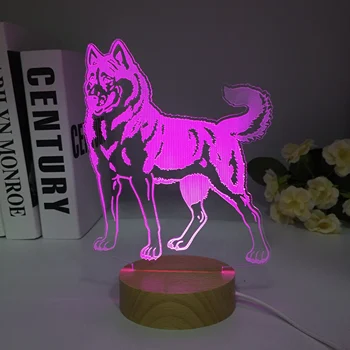 Деревянный Бульдог Джек Рассел Терьер Ротвейлер Доберман 3D Лампа для визуальных иллюзий Детский ночник Лампа в собачьем стиле Прямая поставка