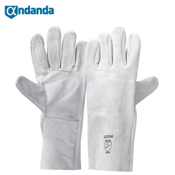 Рабочие перчатки Andanda Из воловьей кожи, сварочные перчатки, Термостойкая защита, защитные рабочие перчатки для сварщика