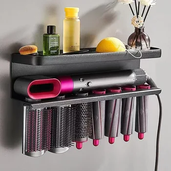 Раздвижной настенный фен для завивки волос, стеллаж для хранения Подходит для Dyson Airwrap, Необходимая полка для хранения инструментов для ухода за волосами в ванной комнате