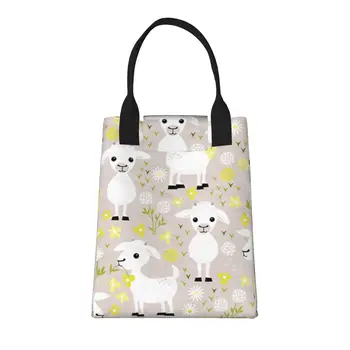 Большая модная сумка для покупок Baby Goats с ручками, многоразовая хозяйственная сумка из прочной винтажной хлопчатобумажной ткани