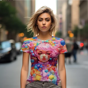 Летняя новая женская футболка candy girl, женская футболка с 3D принтом, персонализированная повседневная женская футболка, модный тренд, женская футболка