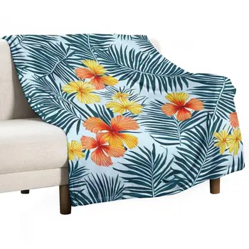 Новая подушка-Плед с тропическими Гавайскими узорами - Мягкое Большое одеяло в стиле экзотических островов
