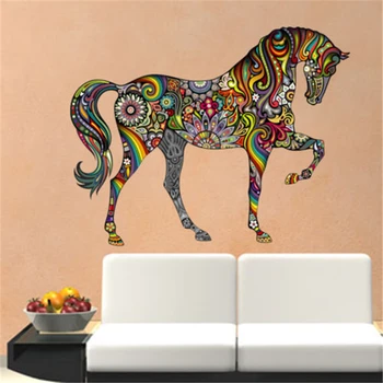 Съемная наклейка на стену в виде лошади, художественная роспись из ПВХ, наклейки для гостиной, домашний декор 
