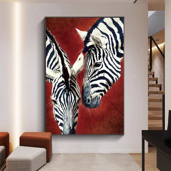 Классическое изображение животного, Африканская зебра, плакат, фреска, семейная спальня, детская комната, настенное украшение, холст (без рамки)