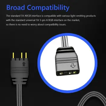 Удлиненный мини-кабель RGB-контроллера, широкий кабель Argb-контроллера для большинства устройств с напряжением Argb 5 В, Rgb-контроллер синхронизации Argb