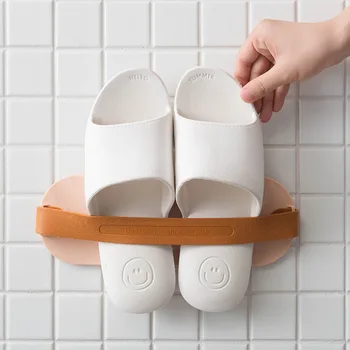 Вешалка для тапочек в ванной Без перфорации, настенный туалет, Сливная дверца в стене туалета, стойка для обуви, Стеллаж для хранения