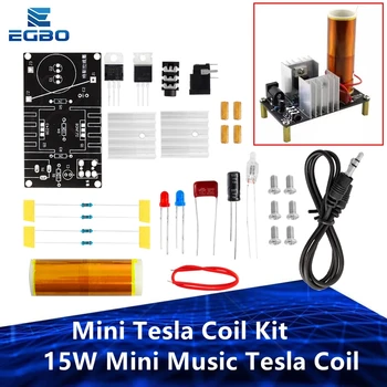 1 Комплект Mini Tesla Coil Kit 15 Вт Мини-музыкальная катушка Тесла Плазменный динамик Tesla Беспроводная передача постоянного тока 15-24 В Наборы для поделок