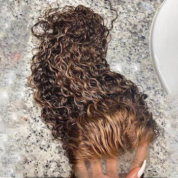30-40-дюймовые парики с подсветкой из человеческих волос Волна воды Медовый блондин HD Кружевной фронтальный парик 4x4 13x4 Свободные парики с глубокой волной спереди для женщин