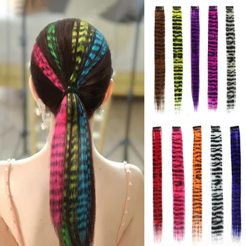 Наращивание волос из перьев Цветные синтетические волосы Наращивание накладных волос из перьев Разноцветные прямые волосы смешанного цвета для женщин и девочек