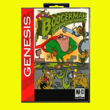 Новое поступление игрового картриджа Boogerman, 16-битной игровой карты MD с розничной коробкой для Sega Mega Drive