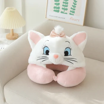 Плюшевый кот Кавай Мари с мультяшным животным, U-образная подушка с капюшоном, подушка для снятия усталости и боли, подарок для девочек