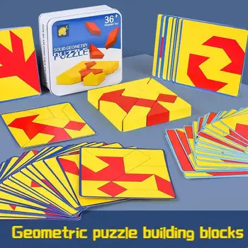 Детские геометрические пазлы Монтессори, строительный блок, меняющий лицо, тренирующий логическое мышление, раннее образование, Деревянная игрушка