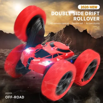 Автомобиль с дистанционным управлением ORRENTE RC Cars Stunt Car Toy 4WD 2,4 ГГц Двухсторонний вращающийся на 360 ° радиоуправляемый автомобиль с фарами Детские рождественские игрушечные машинки