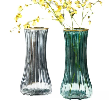 Современная светлая Роскошная Стеклянная ваза с Прозрачными Водянистыми цветами, Ваза с Лилиями, украшение цветочной композиции в скандинавском стиле для гостиной