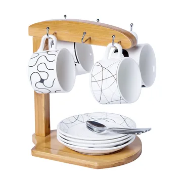 1 шт. Кухонный бамбуковый подстаканник, стойка для хранения чайных кружек, подставка для блюдца, домашняя полка для кофейных чашек (без чашек)