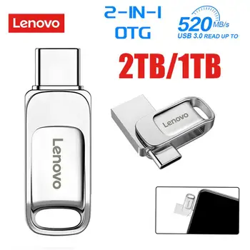 Lenovo 2 ТБ USB Флэш-накопитель OTG Type-C Флешка 1 ТБ Флеш-накопитель USB Memories 128 ГБ Устройства Хранения Данных Для Ps5/ps4 Бесплатная Доставка
