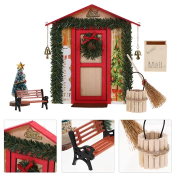 Реквизит для дверей дома, мини-игрушки для Рождественского декора, макет сцены, Миниатюрный набор украшений, деревянные детские Рождественские украшения