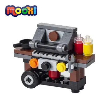 MOOXI City BBQ Grill Outdoor Camping Building Block Scene Assembled, Креативная модель кирпича, развивающая игрушка для детей moc4034
