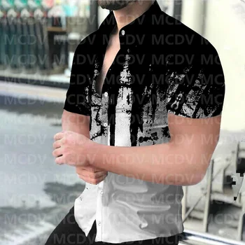 Повседневная рубашка с 3D-принтом и пуговицами Мужская гавайская рубашка 14 различных стилей