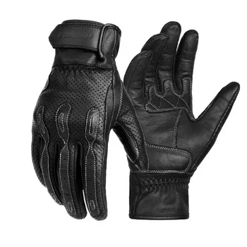 Мотоциклетные перчатки Классические Ретро Кожаные Дышащие перчатки с сенсорным экраном, защищающие мотоцикл, мотокросс, Квадроцикл, велосипедные перчатки