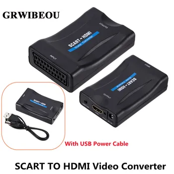Scart-HDMI-Совместимый 1080P Адаптер Аудио-Видео Высококлассный Конвертер Для HDTV Для Смартфона HD TV DVD Scart-HDMI Проектор