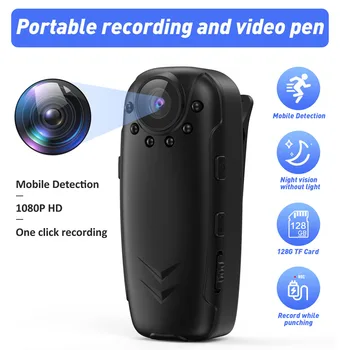 Мини-камера для записи видео с разрешением 1080P, профессиональная портативная камера для нательных заседаний, видеокамеры с длительным сроком службы батареи.
