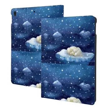 Зимний чехол Polar Bear для iPad 2022 10,5-10,2 дюймов с держателем для карандашей, Искусственная кожа, Тонкий, Ударопрочный, Автоматический режим сна/Пробуждения