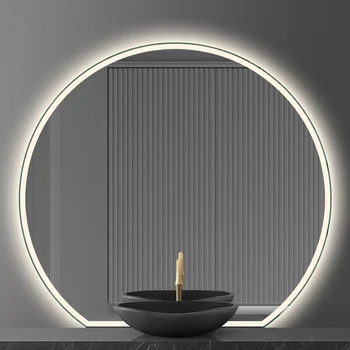 Умное зеркало для ванной комнаты с сенсорным управлением, настенное зеркало для спальни со светодиодной подсветкой, круглое зеркало для макияжа Espelho для душа EB5BM